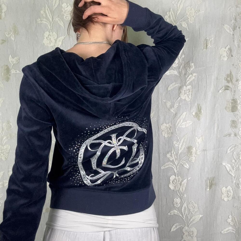 Juicy Couture Black Label NWT Y2K Velour Rhinestone Hoodie